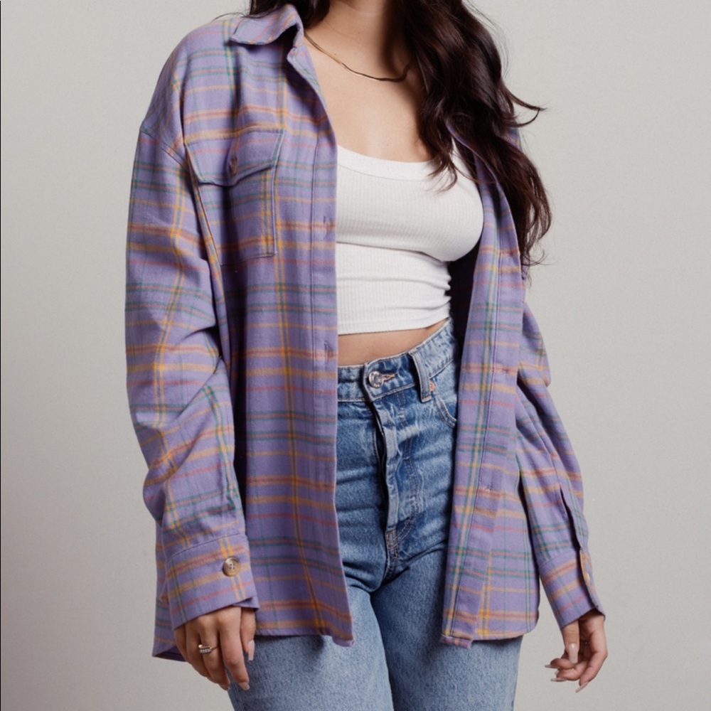 Plus flannel pocket button up